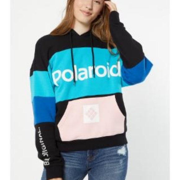 Polaroid Tops - Polaroid Oversized Colorblocked Hoodie Sweatshirt
